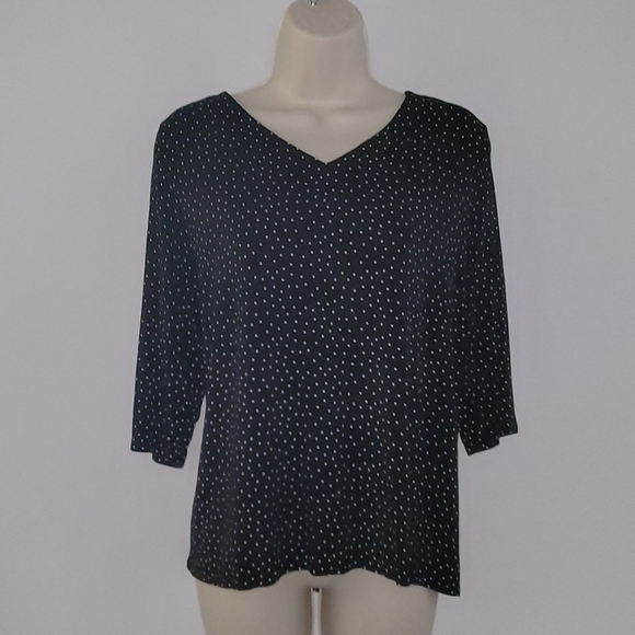 J.Jill Black Top Back Pleat Rayon Spandex Size LP - Picture 5 of 5